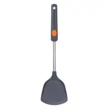 Антипригарным Нержавеющая сталь силиконовая лопатка для котелка с выпуклым днищем Кухня Пособия по кулинарии металлическая кулинарная лопатка ручка утвари лопатка для переворачивания оладий Совок E5M1