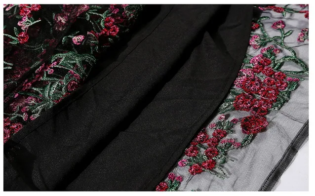 Осеннее Черное и бежевое Сетчатое платье с цветочной вышивкой, женское дизайнерское платье с длинным рукавом для подиума MoaaYina, женское платье