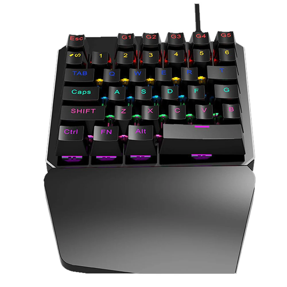 

J100 One-hand Mechanical Keyboard 7 Backlight Modes 35 Keys Wired Gaming Keyboard Suitable for Professional Gamers