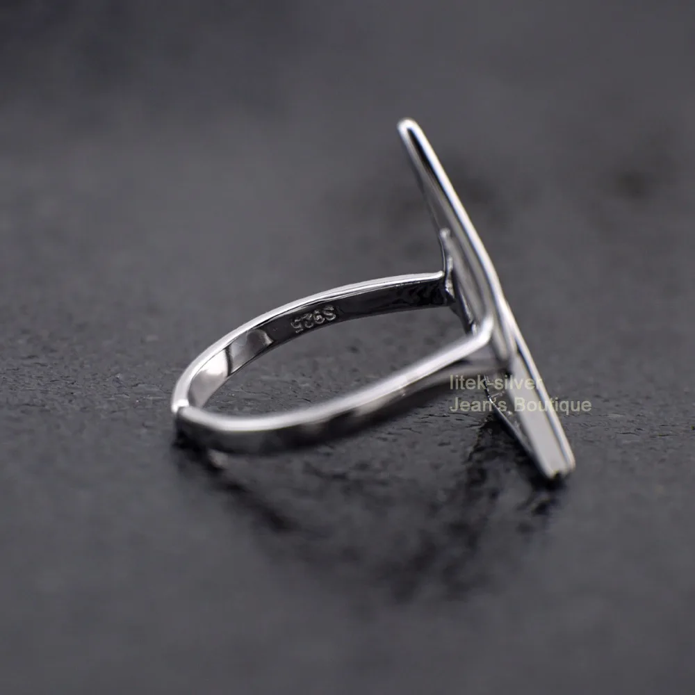 925 пробы Серебряное двойное треугольное регулируемое кольцо A3705|adjustable ring|925 sterling