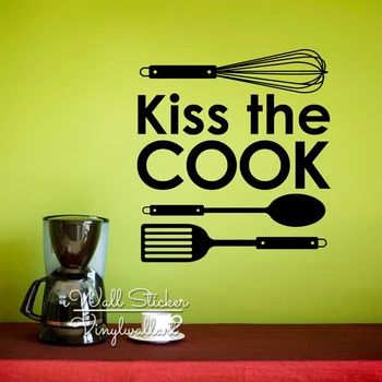 

Kiss The Cook Kitchen Wall Sticker Family Quotes Wall Sticker Cut Vinyl Q196