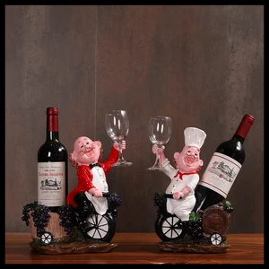 Chef Wine Rack Wine Holder Shelf Resin Practical Sculpture Wine stand Home Decoration Interior Crafts Christmas Gift