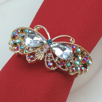 

50pcs/lot exquisite Butterfly Rhrinestone Fashion Napkin Rings Hotel Wedding Supplies Table Decoration Accessories