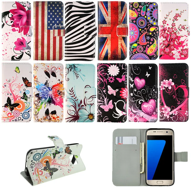 

Fashion Butterfly Painting Case PU Leather Flip Cover For Samsung Galaxy S7 Edge G935 G935F Wallet Cases With Stand Function