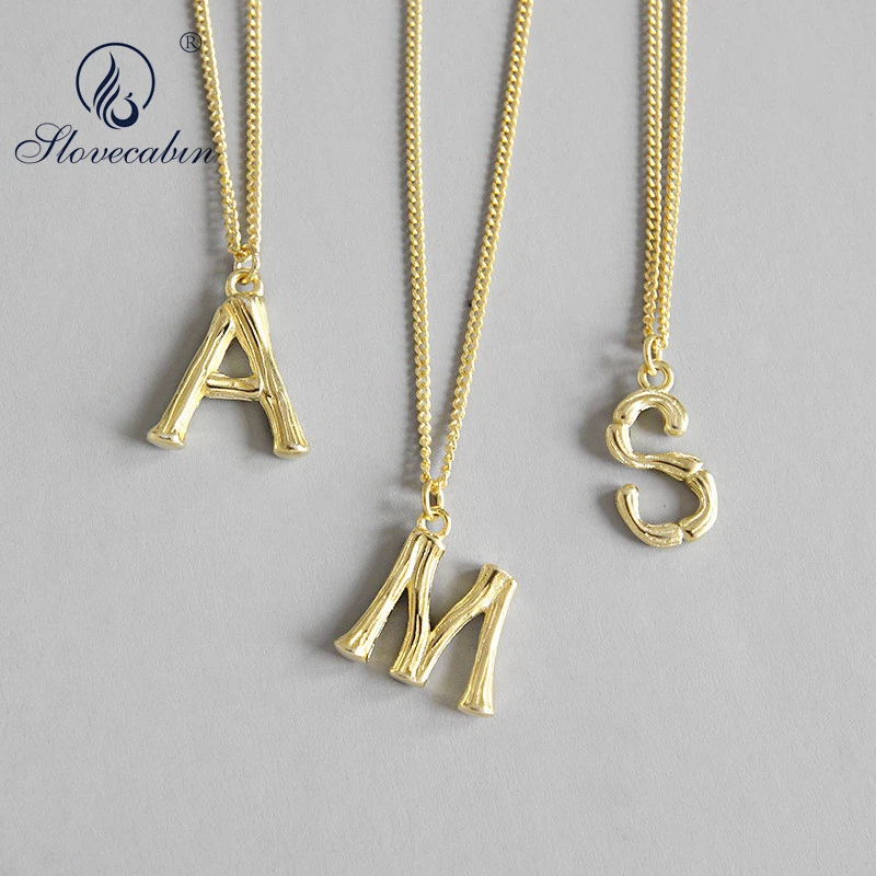 

Slovecabin 2019 925 Sterling Silver Gold Color New Long Chain Letter A S M Pendant Necklace Zircon Women Necklace Jewelry