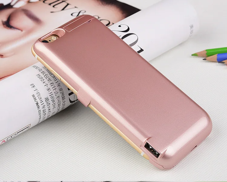 Беспроводное зарядное устройство 20000 мАч на заднюю панель для iPhone 6 spius 7 plus, держатель для мобильного телефона, функция power Case - Цвет: Розовый