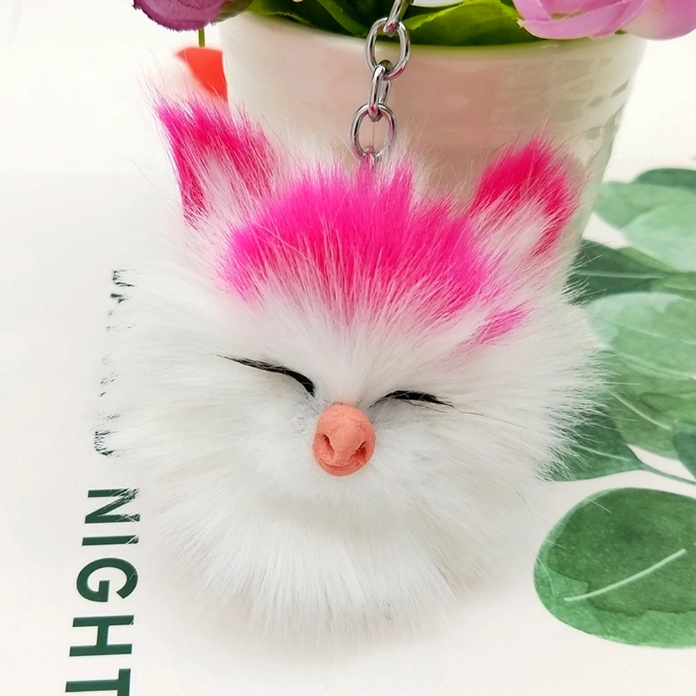 

Fashion 2018 Cute Fluffy Cat Key Chains For Women Girls Pompom Artificial Bunny Fur Keychain Car Keyring Bag Pendant Jewelry Diy