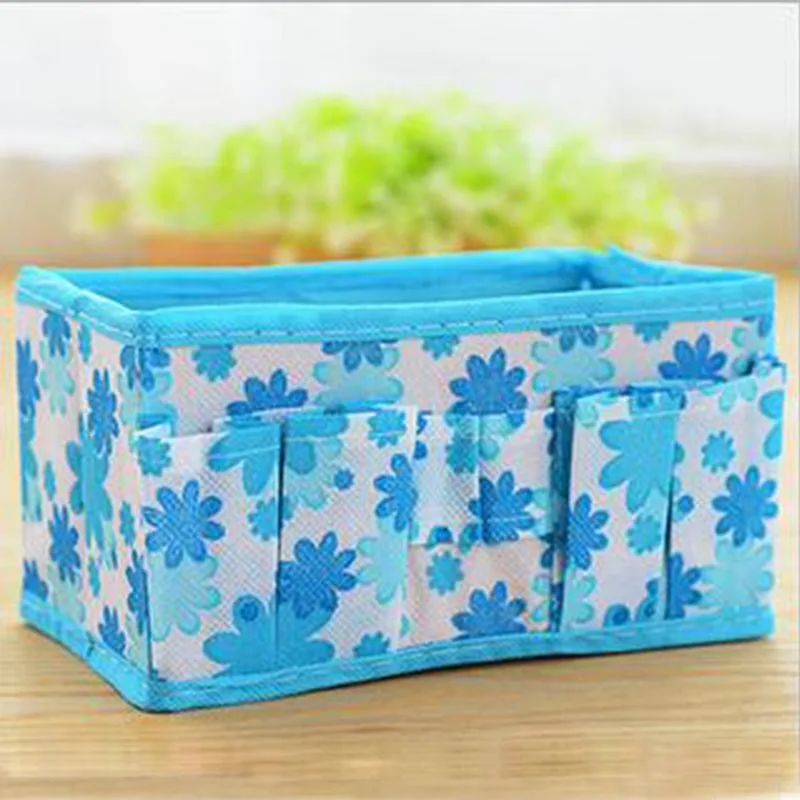 Floral Printing Non-Woven Fabric Folding Case Storage Box Foldable Cosmetic Makeup Organizer Desktop Jewelry | Дом и сад