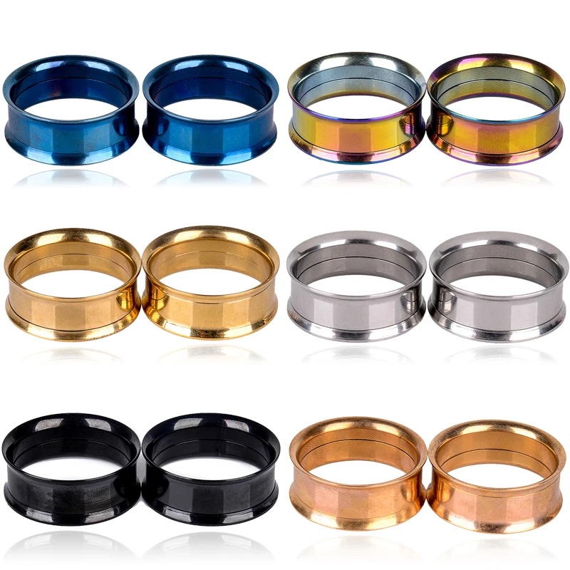 Vintage Double Flared Ear Flesh Tunnel Expanders Shellhard Punk Ear Plug Stainless Steel Screw Ear Gauges Body Piercing Jewelry