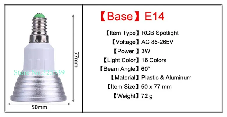 Бесплатная доставка 6 шт. 3 Вт E27 GU10 E14 RGB светодиодный свет дистанционного Управление 16 Цвет RGB светодиодный светильник droplight лампы