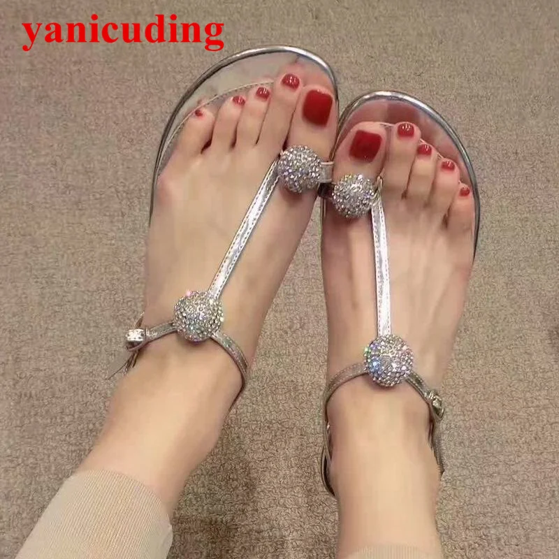 

Flip Flop Women Sandals Summer Shoes Buckle Design Sapato Feminino Crystal Embellished Glitter Zapatos Mujer Hot Slingback Shoes