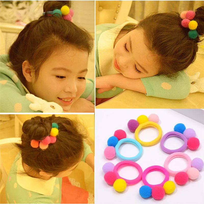 1pcs Baby Kids Girl Elastic Hair Bands Ponytail Holder Head Rope Ties Child hair ball rings