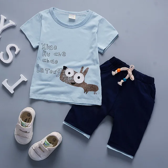 Newborn baby boy summer clothing set for kids short-sleeved cartoon T-shirt+short pants 2Pcs children clothing 3