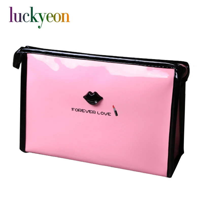 Fashion 2017 Custom PU Leather Makeup Bag Multifunction Forever Love Lip Ladies Cosmetic Case ...