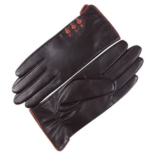 Женские перчатки с сенсорным экраном, зимние кожаные перчатки для женщин, бархатные утепленные, сохраняющие тепло, ветрозащитные, для вождения, натуральная кожа, L18002NC-9