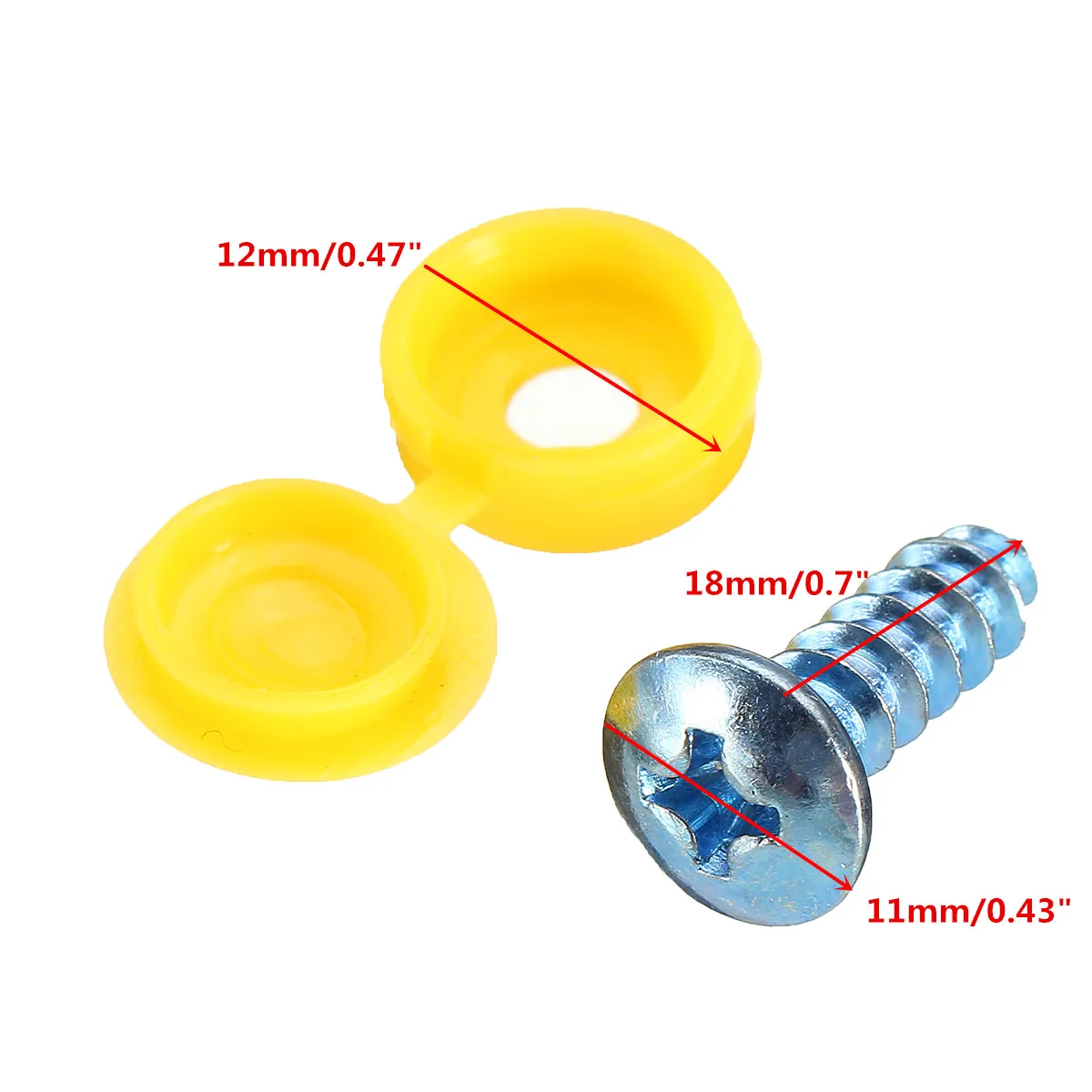 Replacement Number Plate Fitting Kit 4 Yellow Oversized Screws With Caps Covers