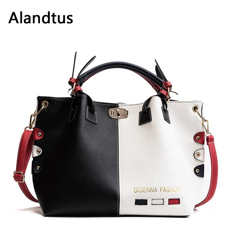 Alandtus النساء حقائب يد جلدية عالية الجودة الأزياء الإناث حقيبة كتف عارضة Crossbody حقيبة للنساء حقيبة ساعي Sac