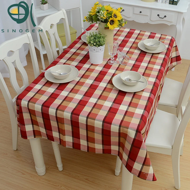 Sinogem Tablecloth Country Style Rectangular Lattice Pattern Printing