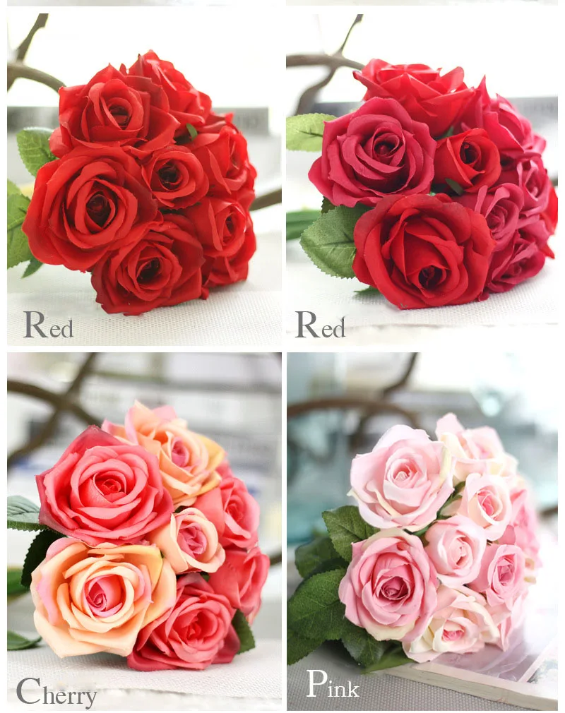 roses artificial flower bouquet wedding party decoration  (27)