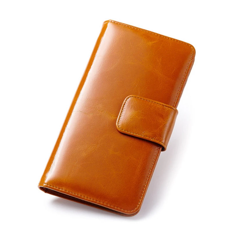MOXI женская сумка для телефона из натурального воска, кожаный женский кошелек высокого качества, 16 карт, Женский кошелек, визитница - Цвет: brown