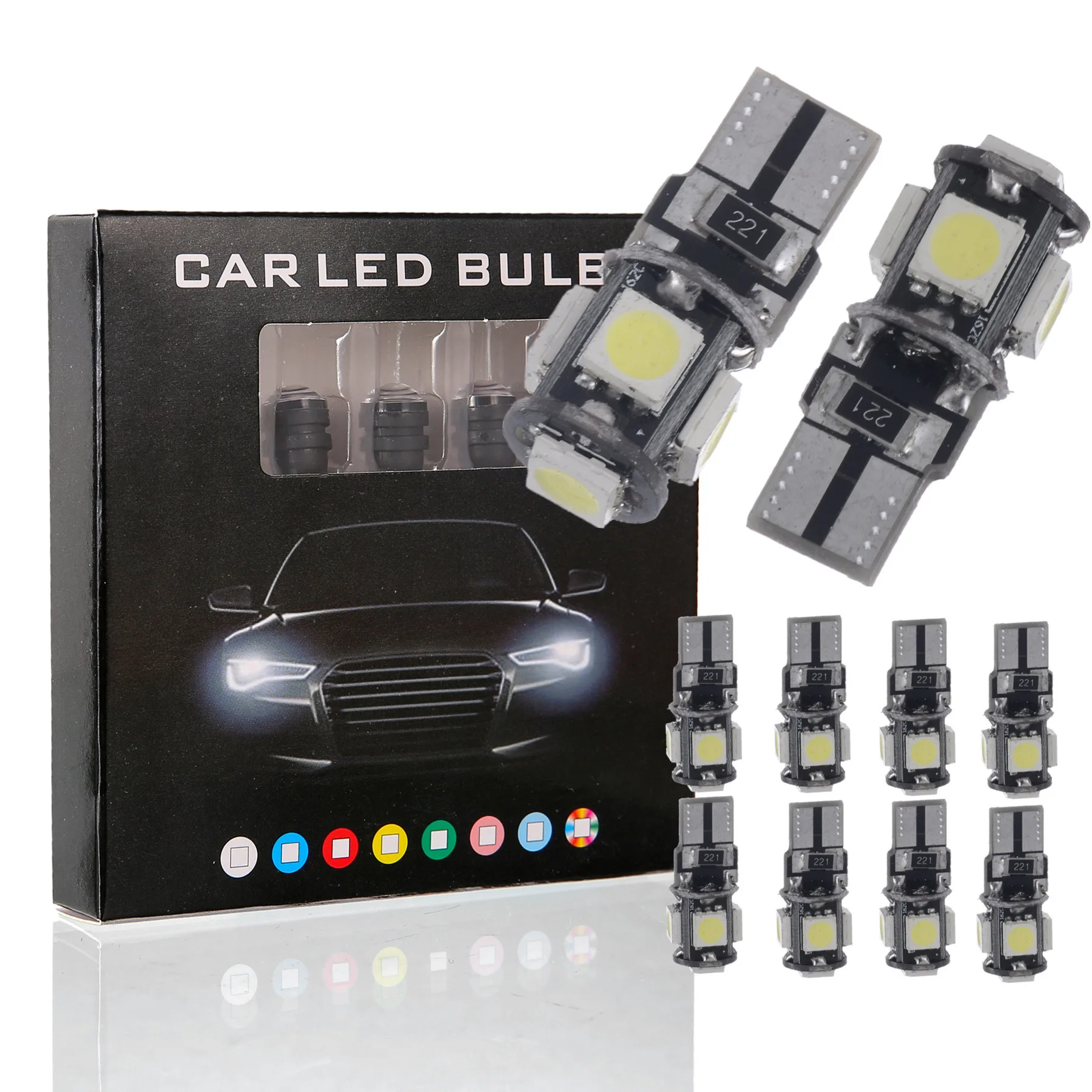 10 шт. T10 5 SMD Canbus лампы габаритные фонари для автомобиля W5W 5050 светодиодный Вт без