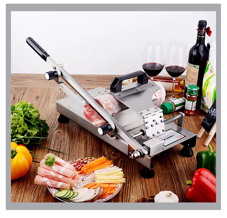 Description Picture 6 of itemCommercial slicer stainless steel cut lamb fat beef bacon ham slice planer for hot pot Manual Frozen meat slicer machine