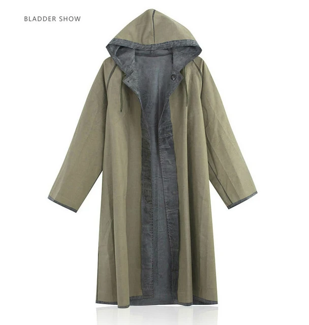 Color : B, Size : XXXL Long One-Piece Raincoat Adult Outdoor Canvas Raincoat 