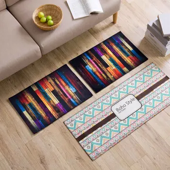 

OTHERHOUSE Bohemia Style Floor Mat Bedroom Rug Foot Pad Creative Kitchen Mat Carpet Doormat Anti-slip Bath Mat Home Decorations