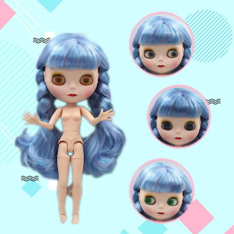 Кукла Blygirl Blyth сине-фиолетовая Смешанная завитые волосы 19 шарнирных боди матовое