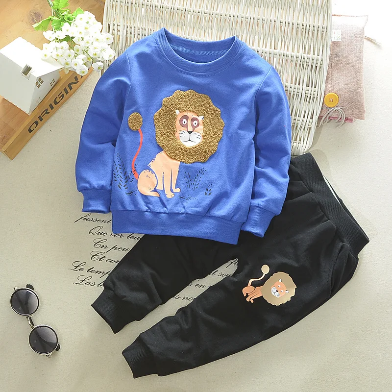 2018 Toddler Casual Children Clothing Boys Autumn Spring Fashion Clothes Lion Pattern Hoodies+Pants 2PCS Bebes Jogging Suits |
