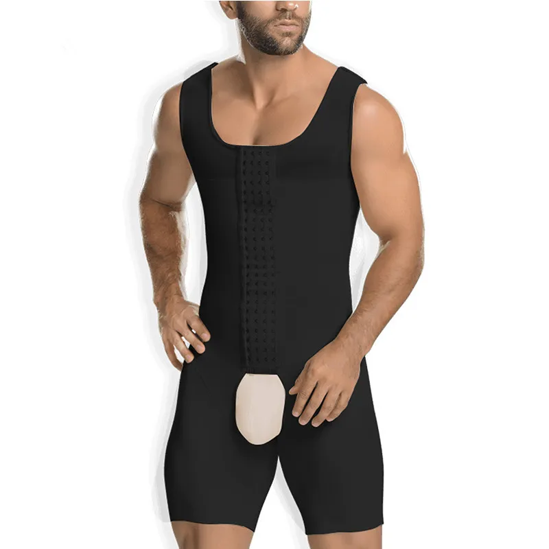 

Men 2018 New Trainers Male Sleeveless Full Bodysuit S-Open Crotch Corset Black Beige Slimming Shapewear