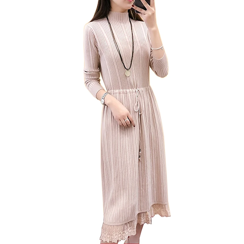 2018 Turtleneck Sweater dress fashion Women Autumn Winter Women