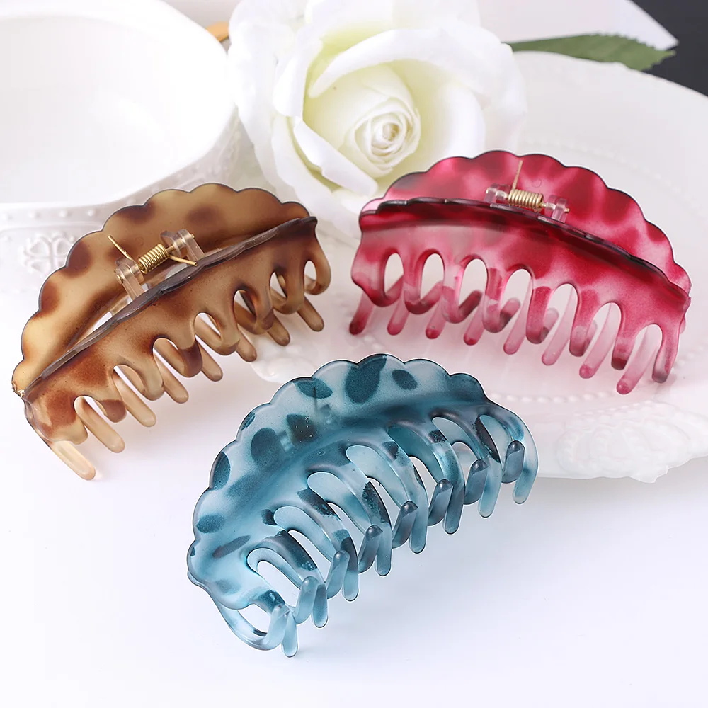 Women Hair Clip Large Size Acrylic Hairpins Solid Color Women Hair Crab Hair Claws Women Make UP Washing Tool Hair Accessories