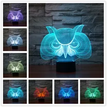 Сова 3d ночной Светильник Rgb сменная лампа для настроения светодиодный светильник Dc 5 В декоративная настольная лампа с USB получите бесплатный пульт дистанционного управления настольная лампа