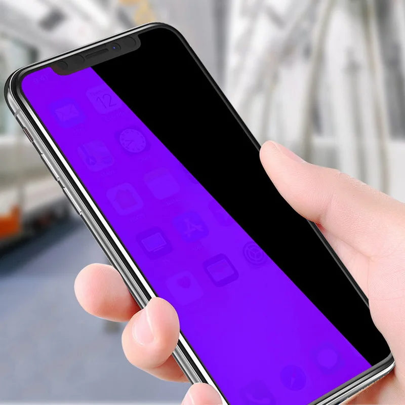 

Luxury Purple Protective Tempered Glass Case For iPhone XS Max XR Screen Protector Film For iPhone X XS 6 6S 7 8 Plus Front Case