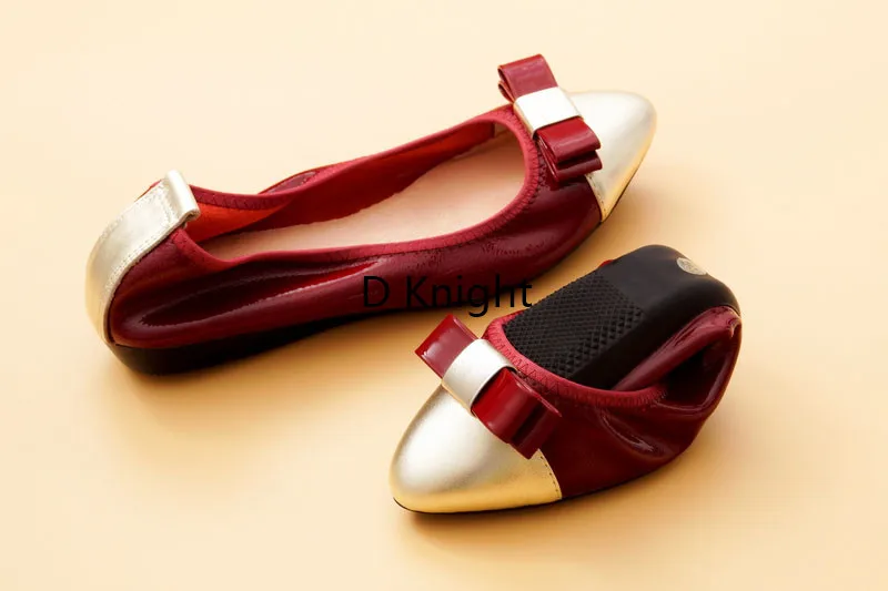 2018 Spring Autumn Shoes Woman Patent Cow Leather Flats Women Slip On Bowtie Women's Loafers Female Moccasins Shoe Large Size 43 (8)