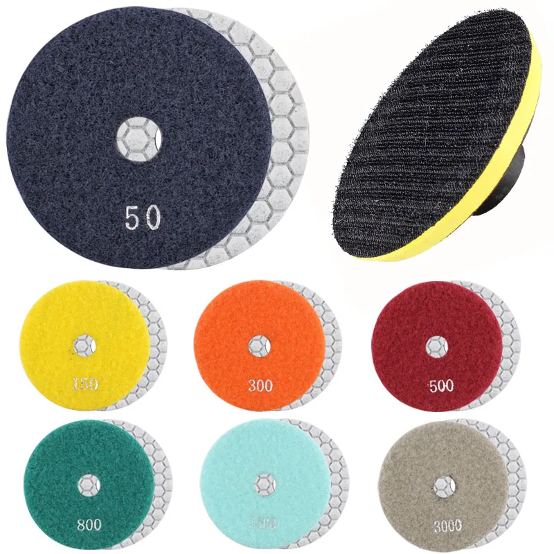 7 pcs dry diamond flexible polishing pad angle grinder polishing disc