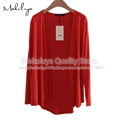 Makuluya Осенняя Женская однотонная Модальная женская верхняя одежда короткий свитер Кардиган с длинным рукавом пальто сапфировое вино размера плюс QW - Цвет: Red