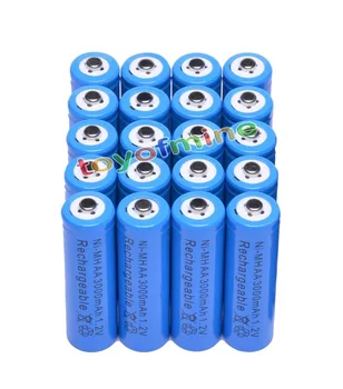 

20x AA 3000mAh 2A 1.2 V Ni-MH Blue Rechargeable Battery Cell for MP3 RC Toys