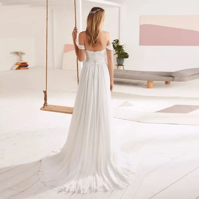Eightale пляжное свадебное платье с открытыми плечами, бохо Милая Аппликация, шифоновое свадебное платье, свадебные платья, robe de mariee
