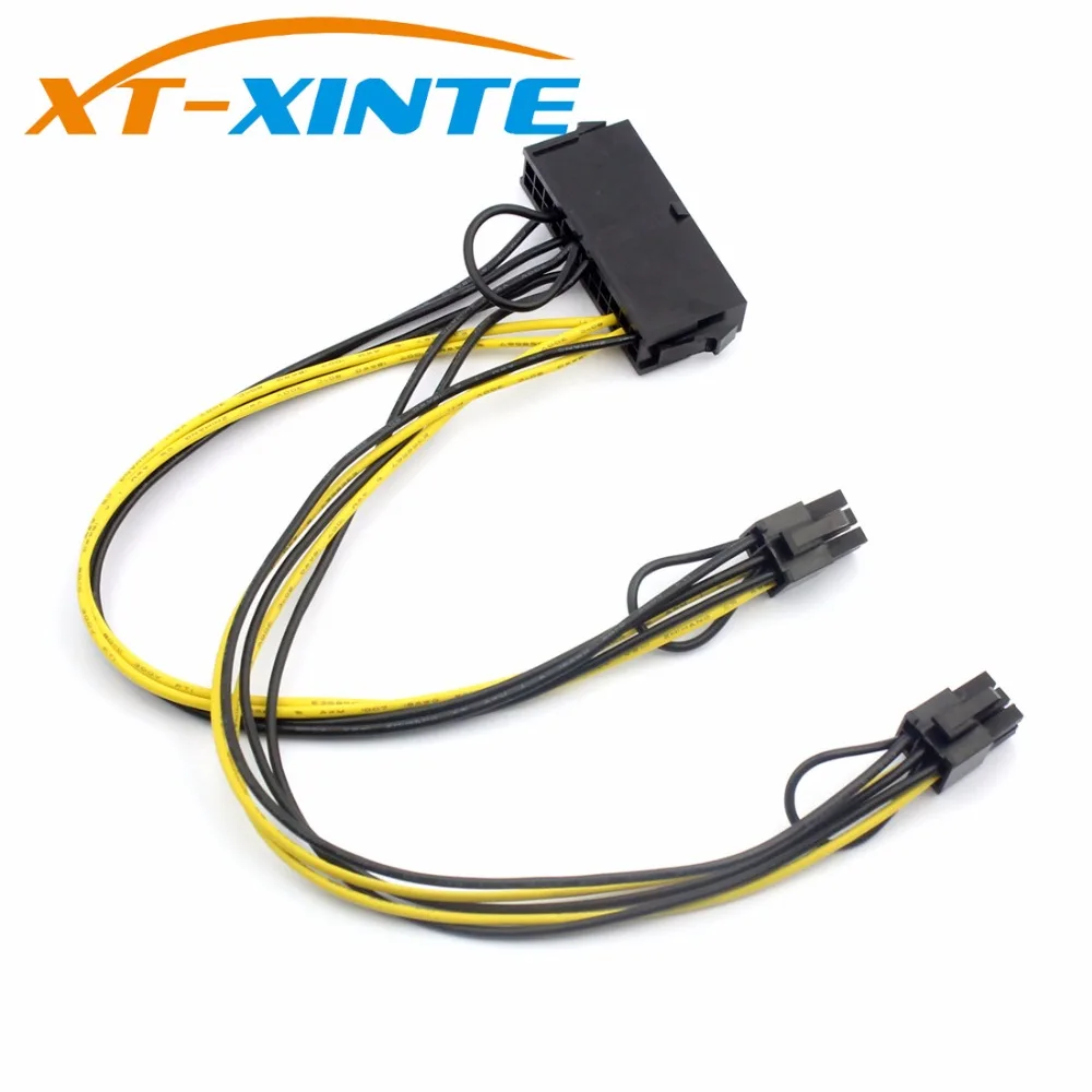 ATX 24Pin to Dual 6 Pin PCI-E Graphics Card Power Cable With Boot PCI-Express Graphics Adapter Cable Wire 18AWG 30cm