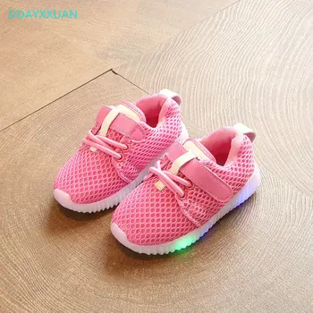 

Children Luminous Lighted Sneakers Led Kids Sneaker Boy Girls LED lights Child Shoes Spring Net Breathable Sports LED Shoes