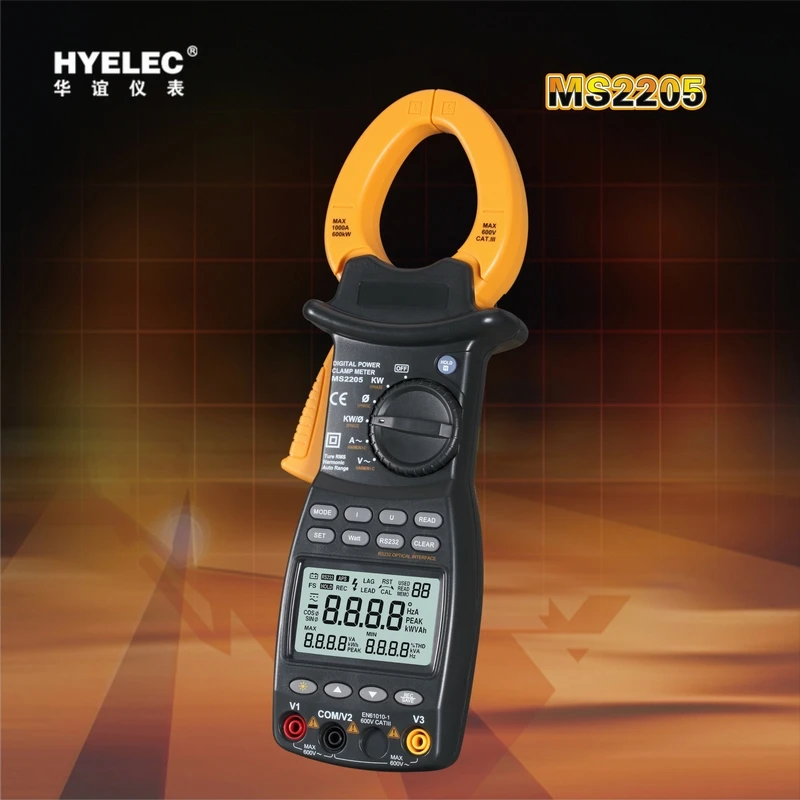 FREE SHIPPING MS2205 New Power Meter HYELEC Clamp Meter AC RMS Active