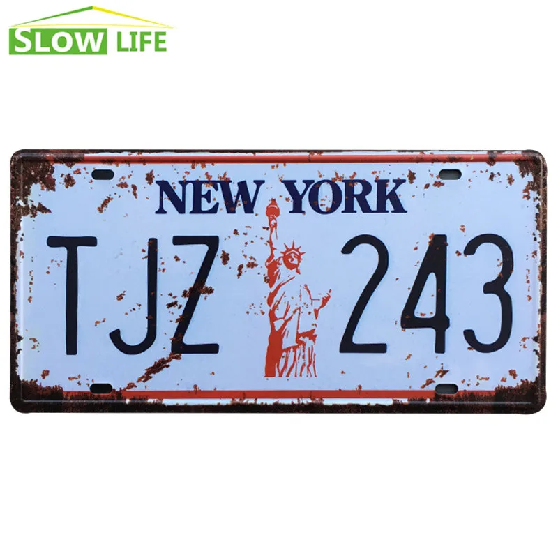 Автомобильный металлический номерной знак New York TJZ 243 жестяной винтажный Декор
