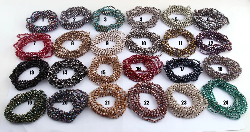Модные 4 мм Мини стеклянные длинные узлы Кристалл Ramdom ассорти цветов ожерелье s для женщин национальное ожерелье