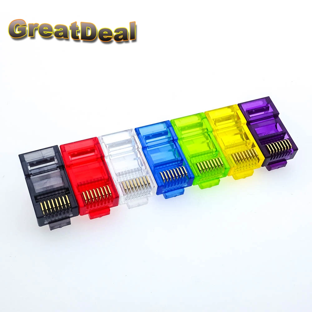 50/100/500x Colorful RJ45 Connector CAT5 CAT5e Cat6 Modular Cable Plugs Network Ethernet Crystal Plug RJ45 Connectors HY1544