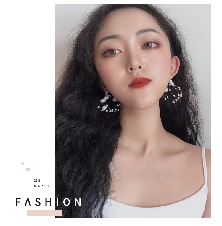 

Sweet earrings lovely design crystal wire weave pearls dangle earrings girl jewelry