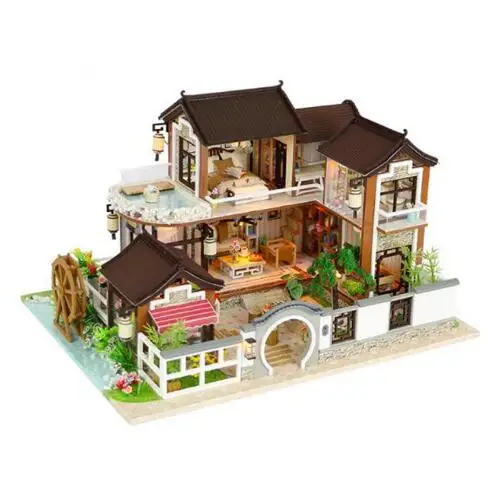 13848 большой деревянный кукольный дом Миниатюрный DIY кукольный домик с мебели большой размер дом Мечта в древнем городе подарок на день рождения - Цвет: NO dust cover