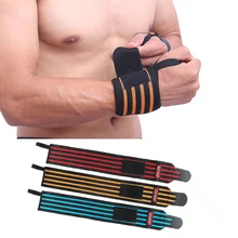 60cm Sports Fitness Weightlifting Wristband Bracer Body Building Bandage Training Gym Wrap Wrist Striped Protector For Men Women