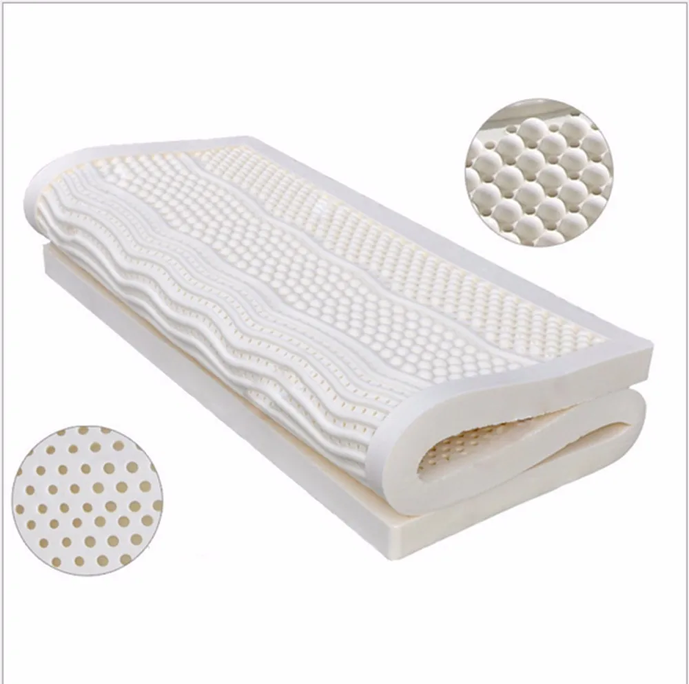 European  King Size 5CM Thickness  Ventilated  Seven Zone Mold 100%Natural Latex Mattress/Topper-With White Cover Midium Soft